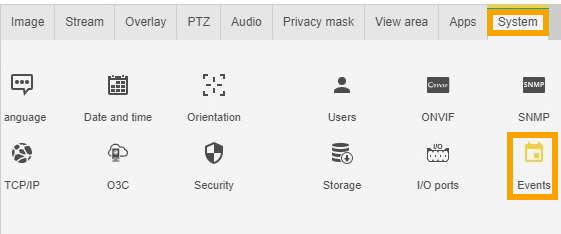 Click image to enlarge, click again to close. The AXIS Camera System tab.
