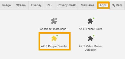 Click image to enlarge, click again to close. The AXIS Camera Apps tab.