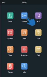 Click image to enlarge, click again to close. Selecting the Comm option.
