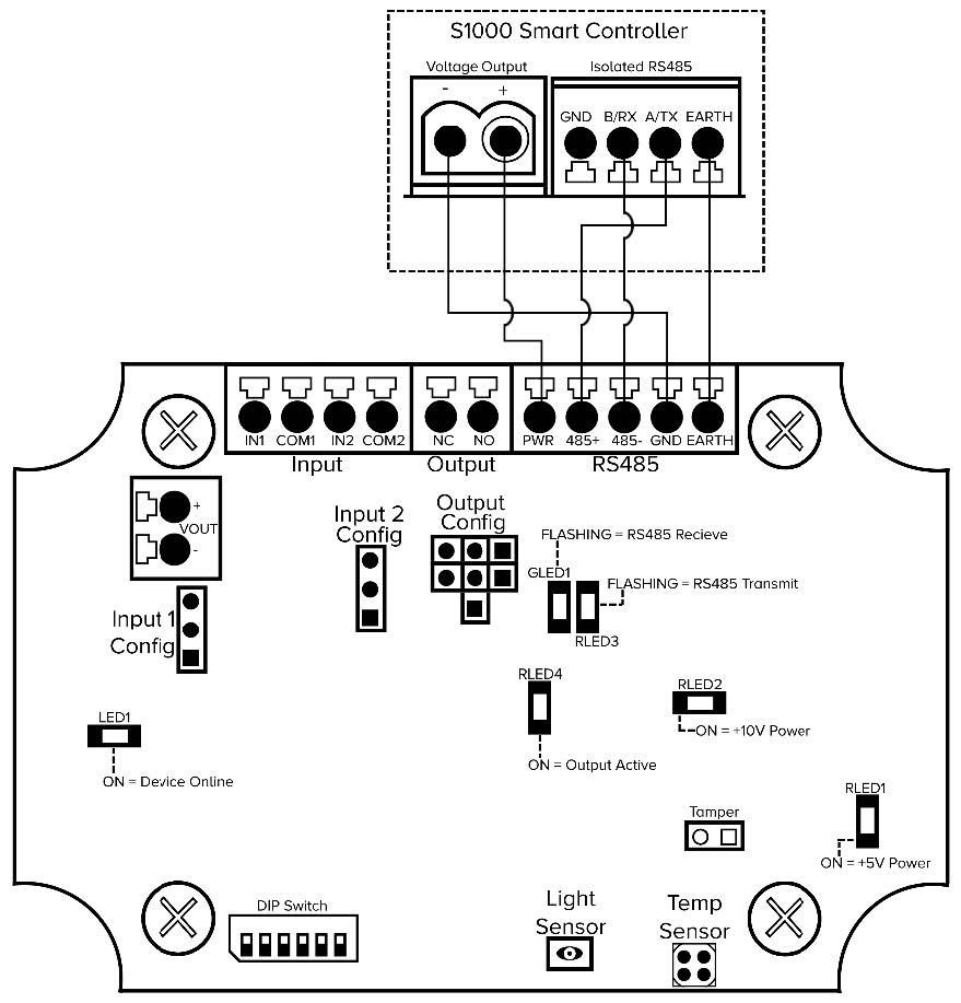 Click image to enlarge, click again to close. Connection diagram for sensor remote expansion device.