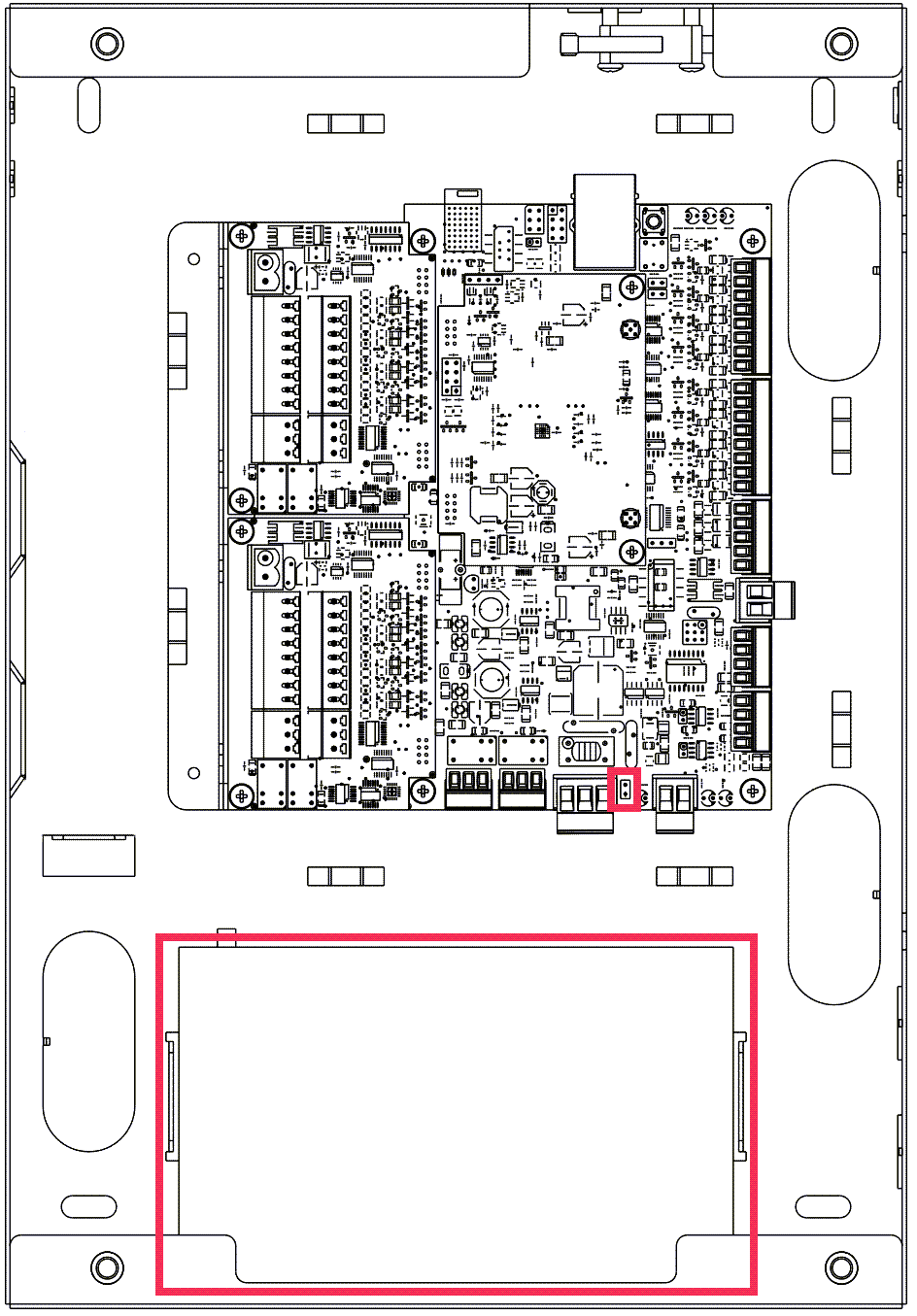 Click image to enlarge, click again to close. Location of attaching the battery temperature sensor probe on the S1000.