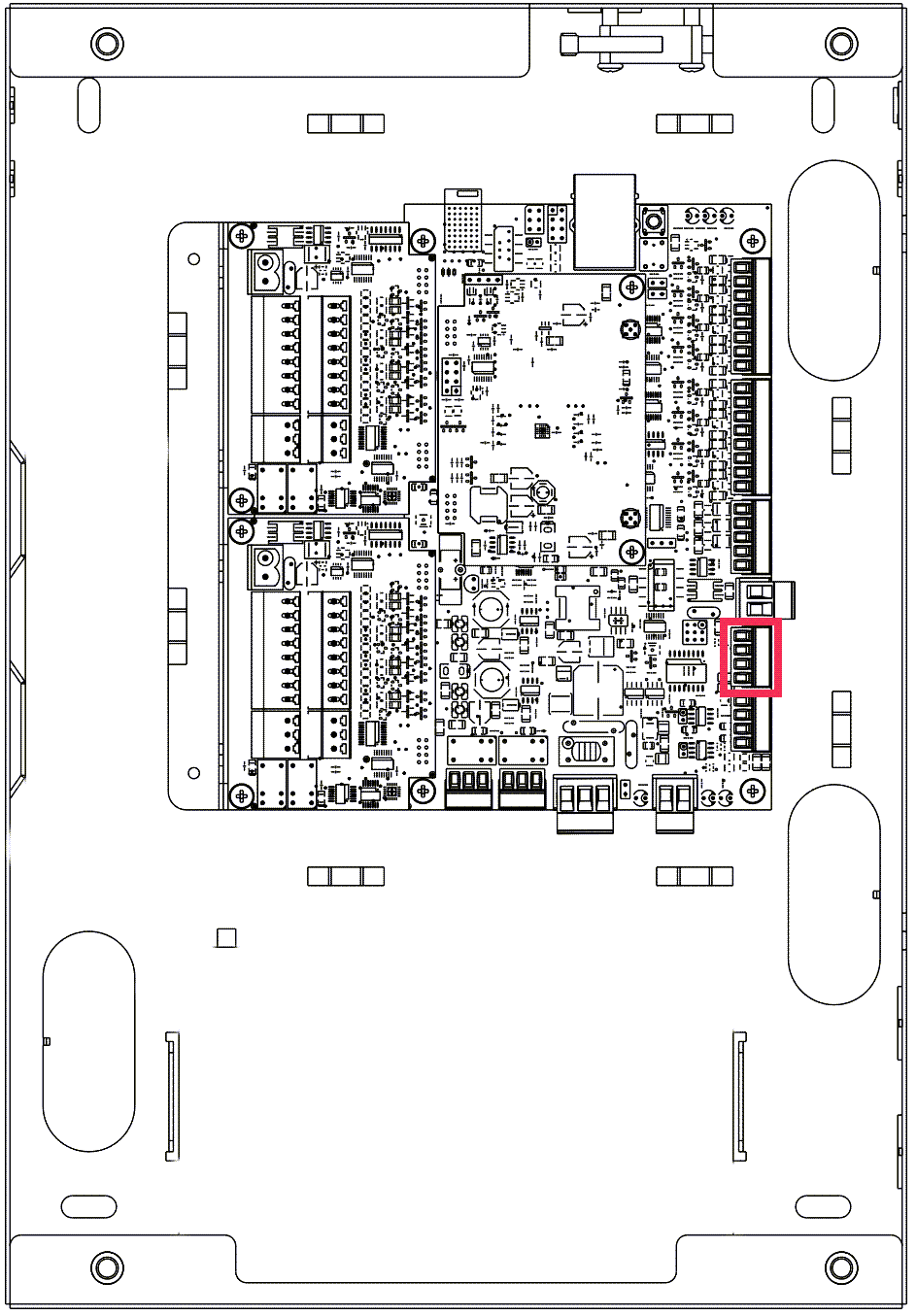 Click image to enlarge, click again to close. Location of PL5 for connecting a keypad to the S1000.