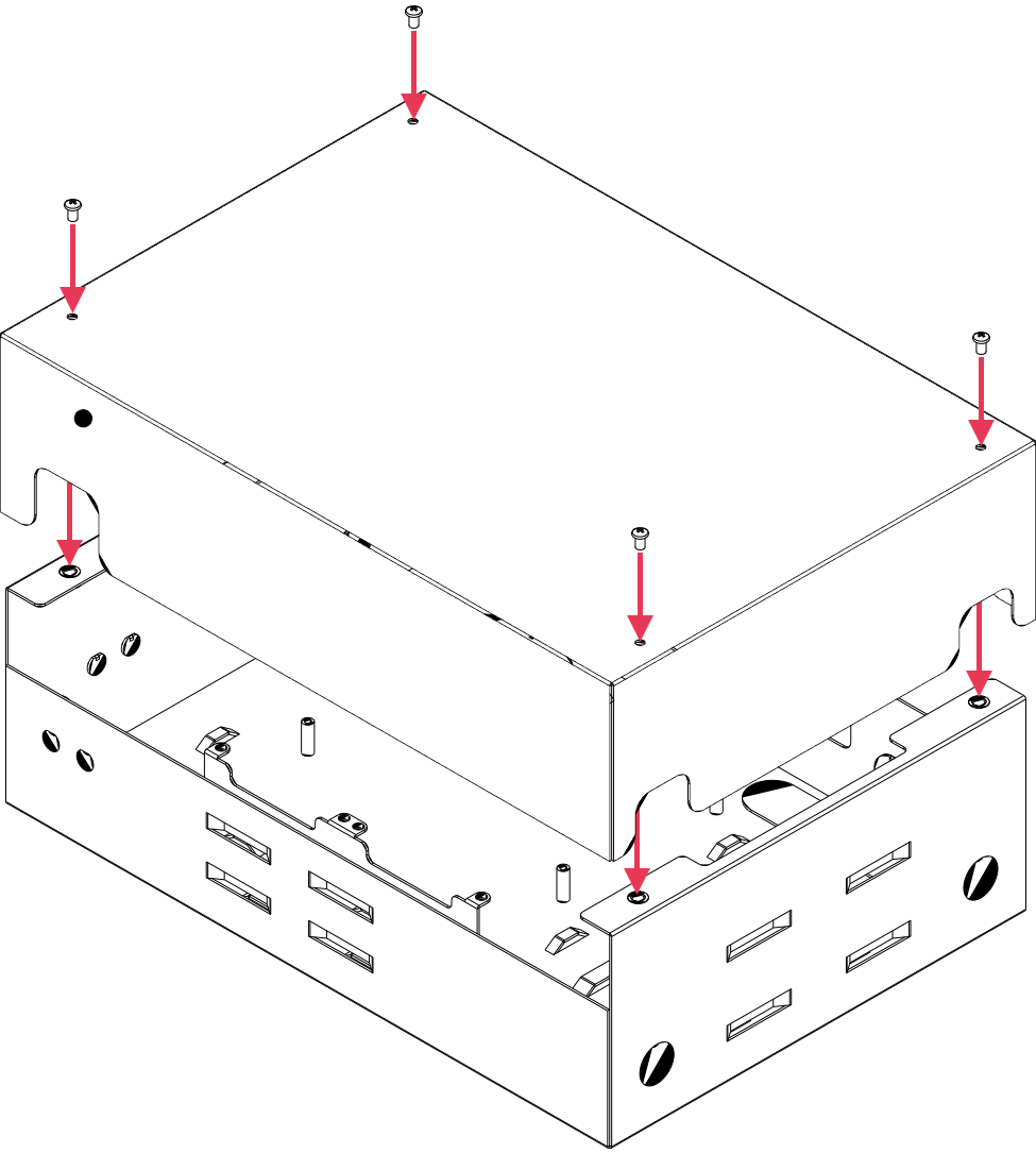 Click image to enlarge, click again to close. Placing the enclosure cover over the base.