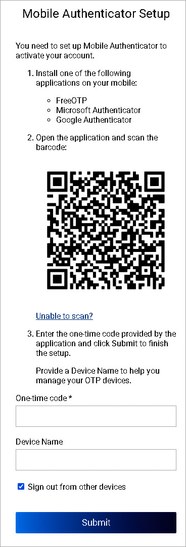 Mobile Authenticator Setup