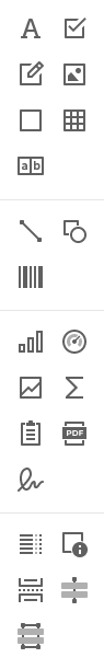 Click image to enlarge, click again to close. The Report Designer toolbox options.