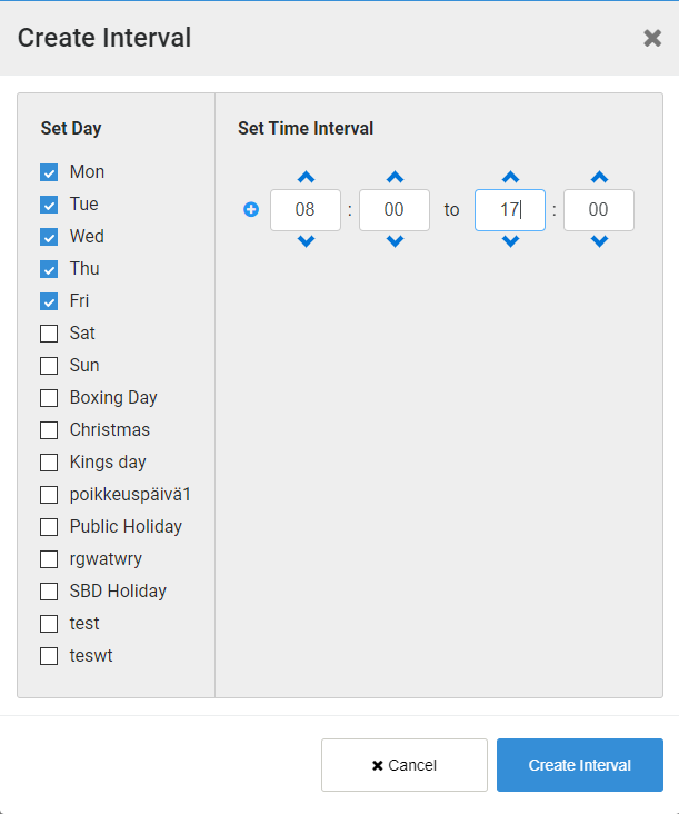 Click image to enlarge, click again to close. Creating time intervals for a schedule.